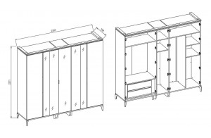 Пятистворчатый шкаф Лоретто (Loretto) LORET-33