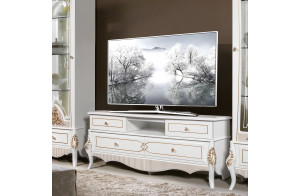 Тумба под тв гостиную Стелла (белый золото)