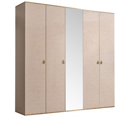 Пятистворчатый шкаф для одежды с зеркалом Rimini РМШ1/5 (латте) Пятистворчатый шкаф для одежды с зеркалом Rimini РМШ1/5 (латте)